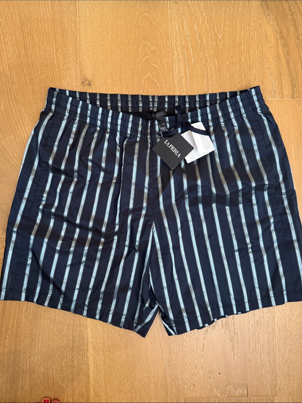 La Perla Navy and Light Blue Vertical Stripe Swim Trunks